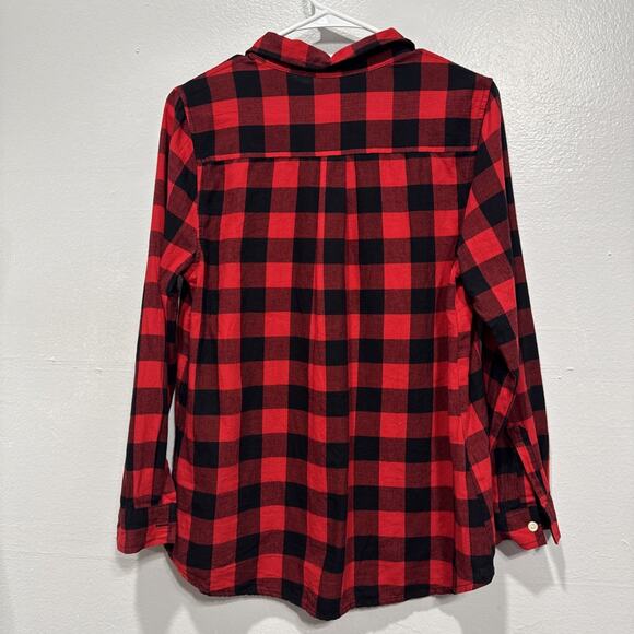 Old Navy Maternity Top Womens S/P Buffalo Plaid Flannel Henley Relax Fit Shirt - Picture 3 of 10